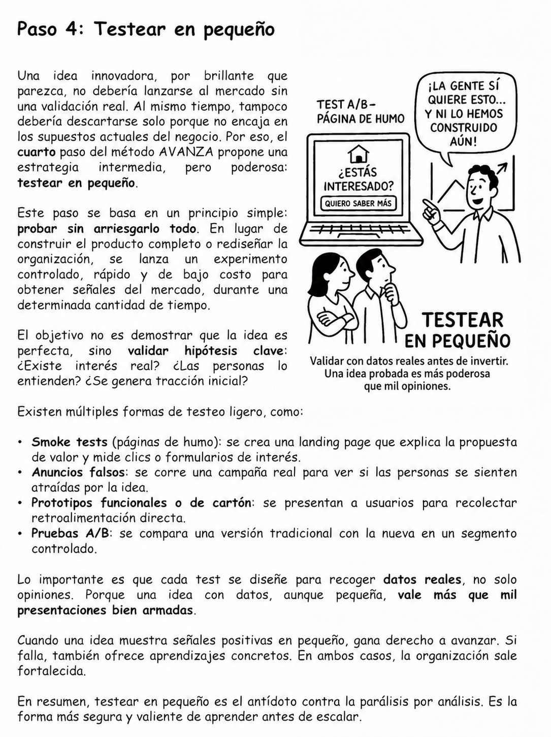 Imagen adaptada de Pruebo luego existo: testear en pequeño mediante experimentos y señales reales.